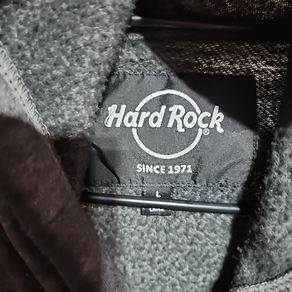 Hard Rock Hollywood, Fl  Hoodie Sweatshirt Mens Large  Gray Full Zip Distressed - Picture 4 of 5